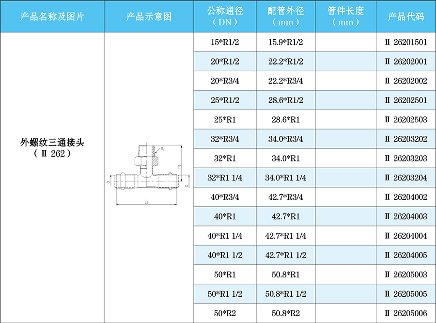 外螺紋三通接頭-不銹鋼螺紋管件