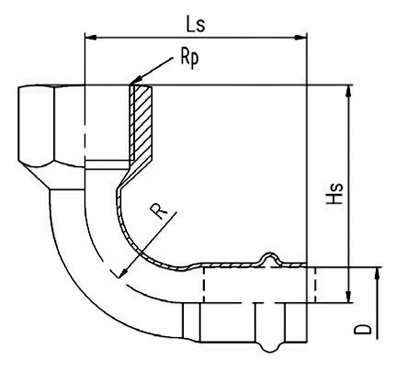 內(nèi)螺紋長彎頭-不銹鋼螺紋管件